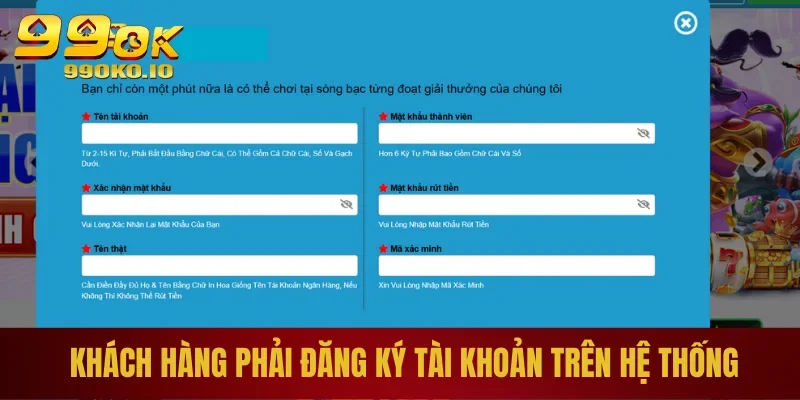 Người chơi đảm bảo việc đăng ký làm thành viên